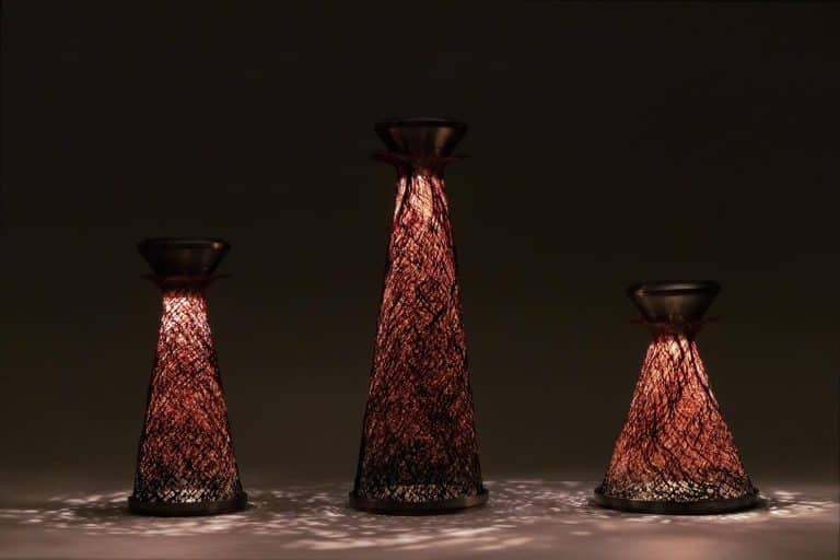 Kazuki Nagasawa designs Houyou lamp from shuro palm bark HOUYOU JUHI SERIES 02