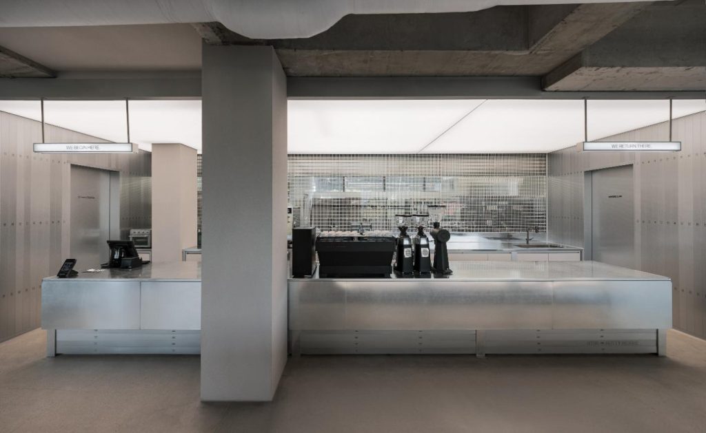 Exterior view of NTBR bakery cafe by Oftn Studio emphasizes