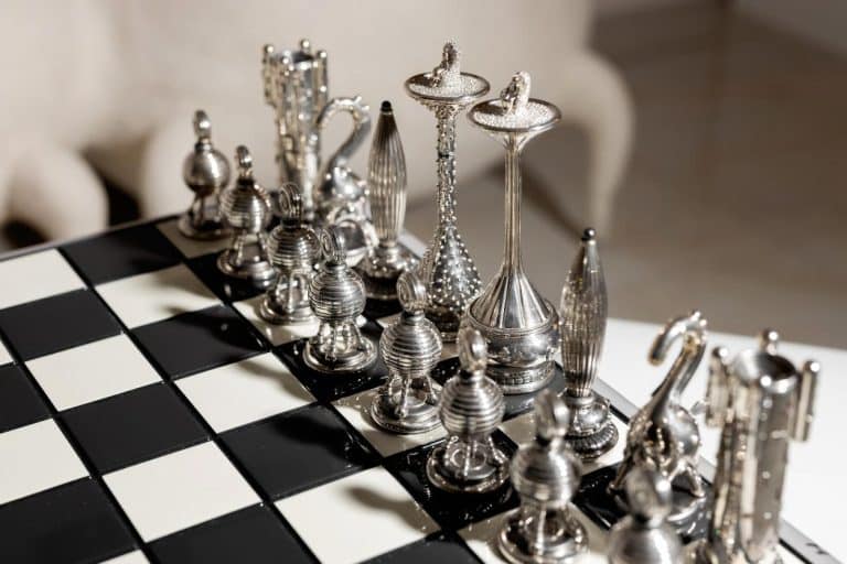 Close-up of a diamond-inlaid chess piece from Another Kingdom Diamond Age collection