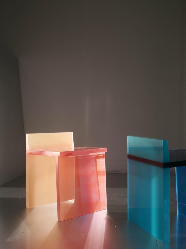 Birgitte Due Madsen furniture design through resin color and form -