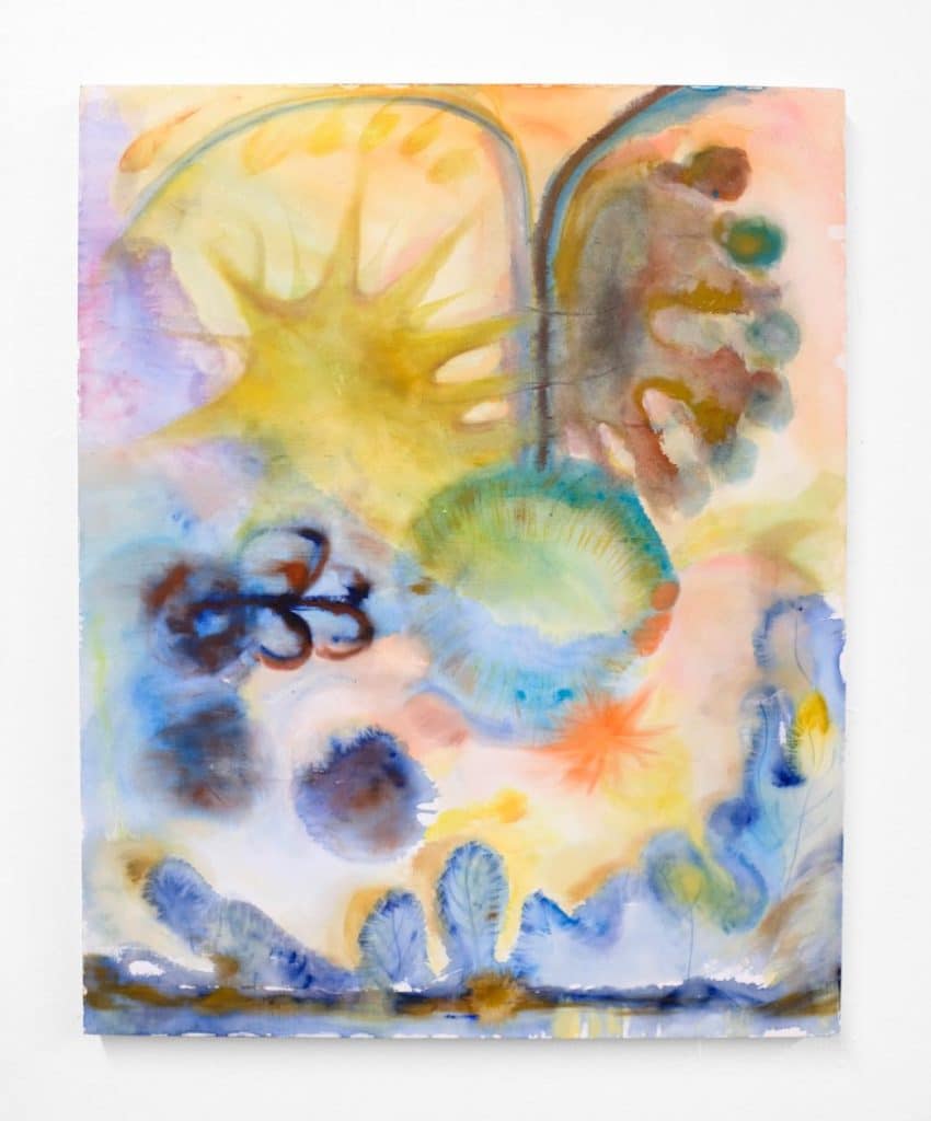 Installation view of Xiaohan Jiang painting and poetry shaped by memory and spirituality
