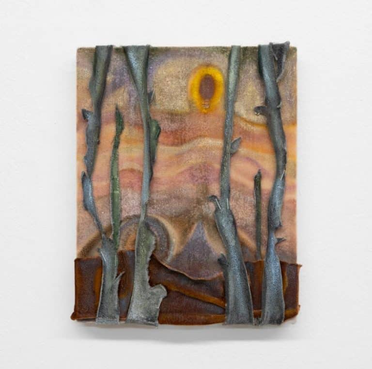 Xiaohan Jiang painting and poetry shaped by memory and spirituality XiaohanJiang Rusty Lake,2025,oil and mixed media on panel, 10x8inch 2
