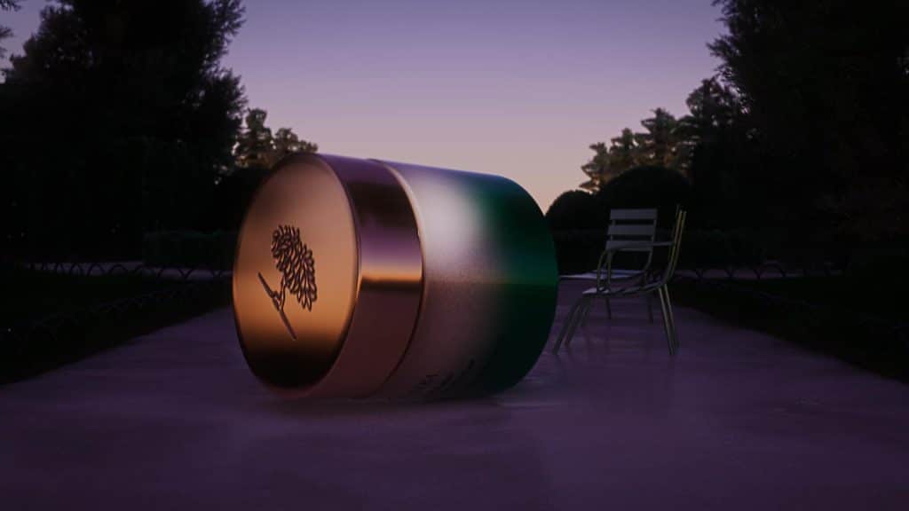 Close-up CGI detail showing textures with luminous reflections
