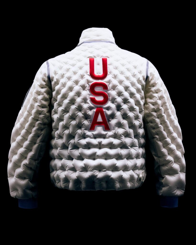 Team USA edition jacket with custom pump attached at the hem
