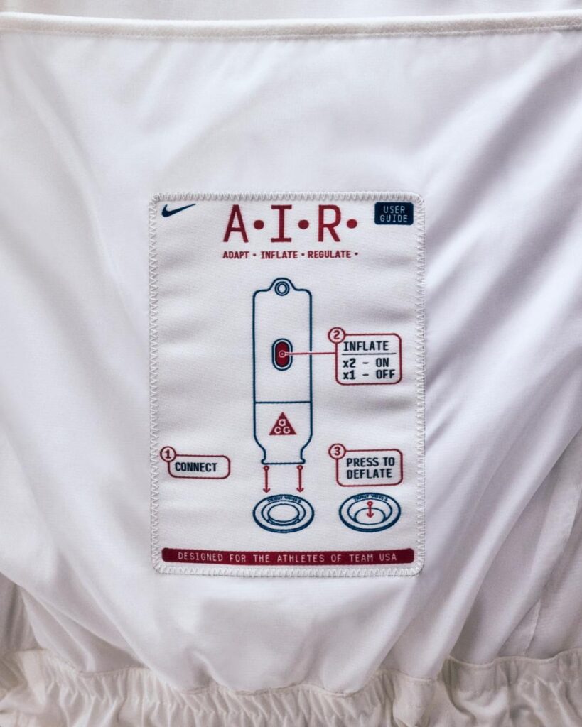Close view of Nike Air Milano jacket showing engineered baffle structure