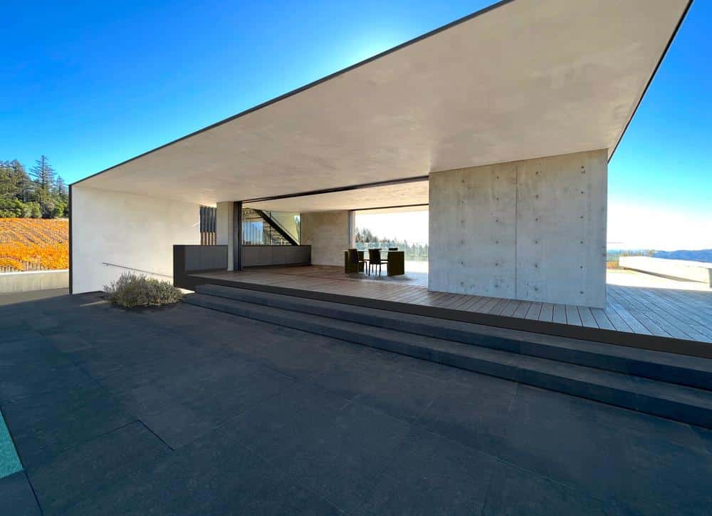 Side stair leading to rooftop viewing deck