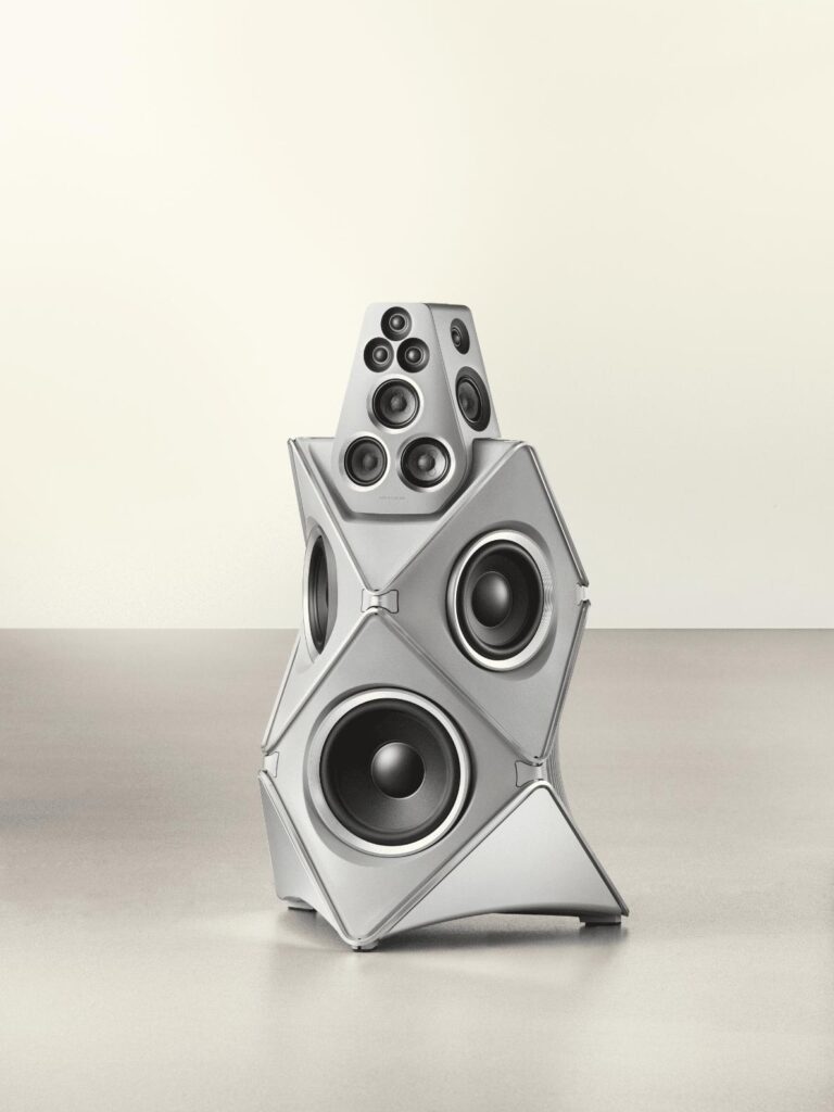 Aluminium cabinet of Beolab 90 Titan Edition with textured sandblasted finish