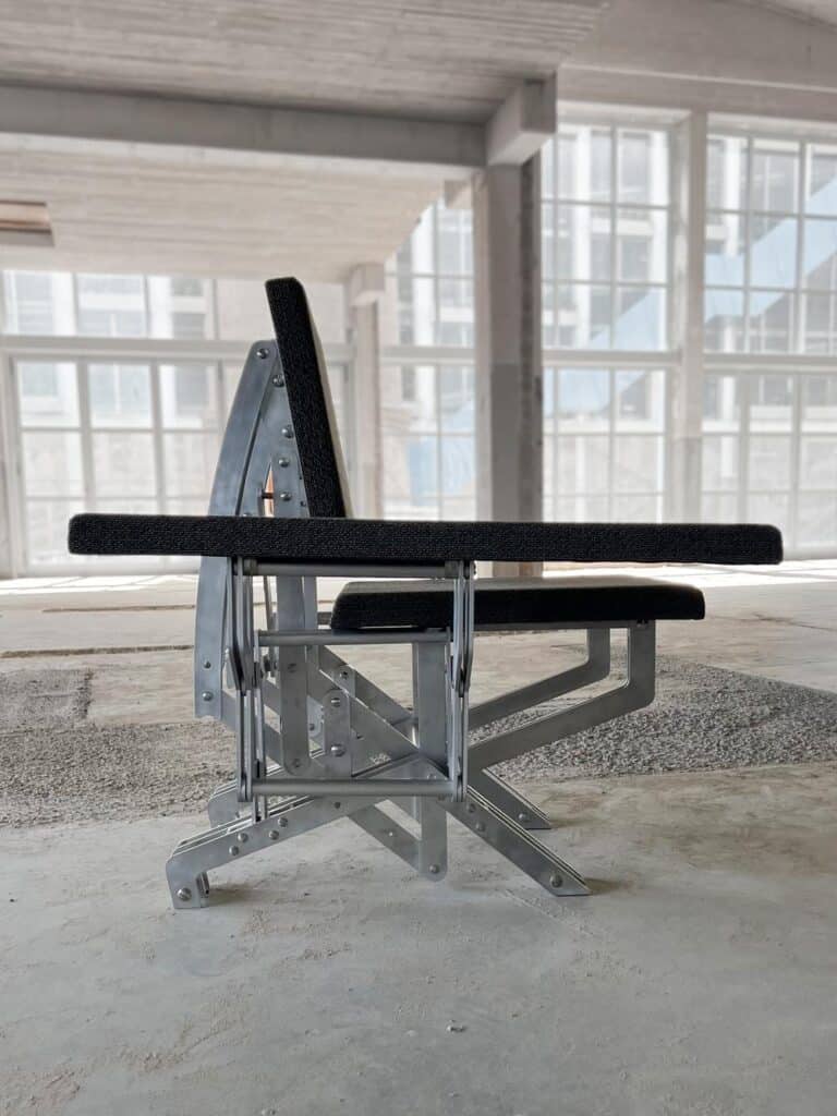 Detail of aluminum base with exposed mechanical components