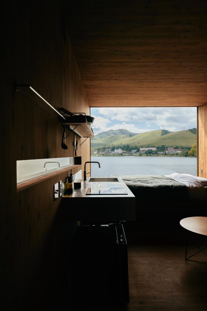 Earthboat Cave cabin shaped for quiet outdoor living -