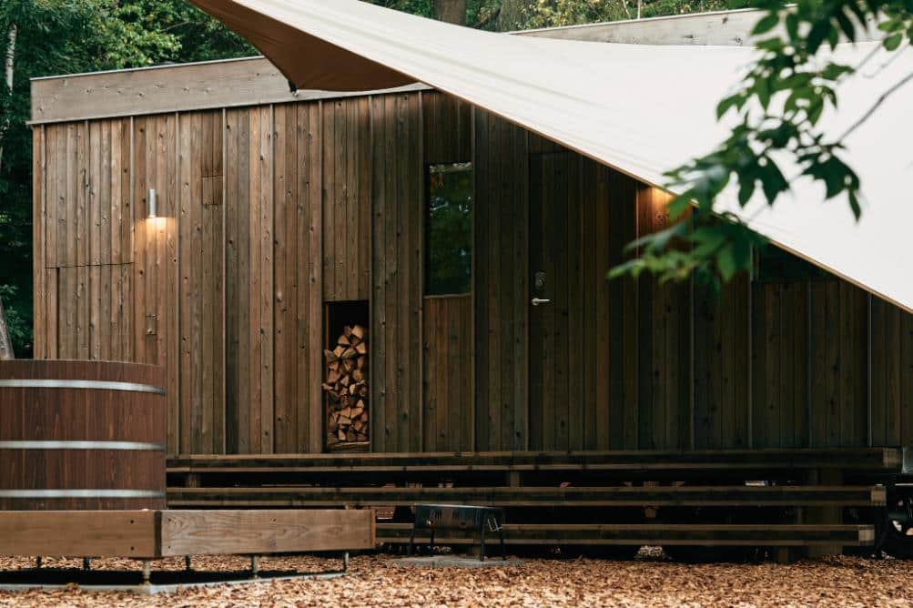 Earthboat Cave cabin shaped for quiet outdoor living -