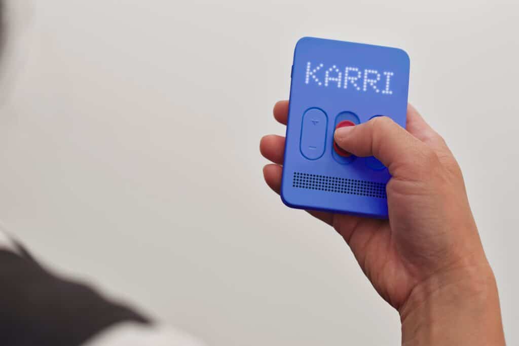 Close up of the slide to talk button showing tactile control surface