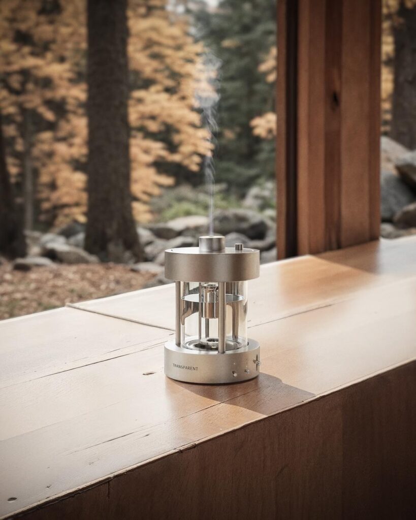 Warm interior scene with diffuser creating a gentle aromatic atmosphere