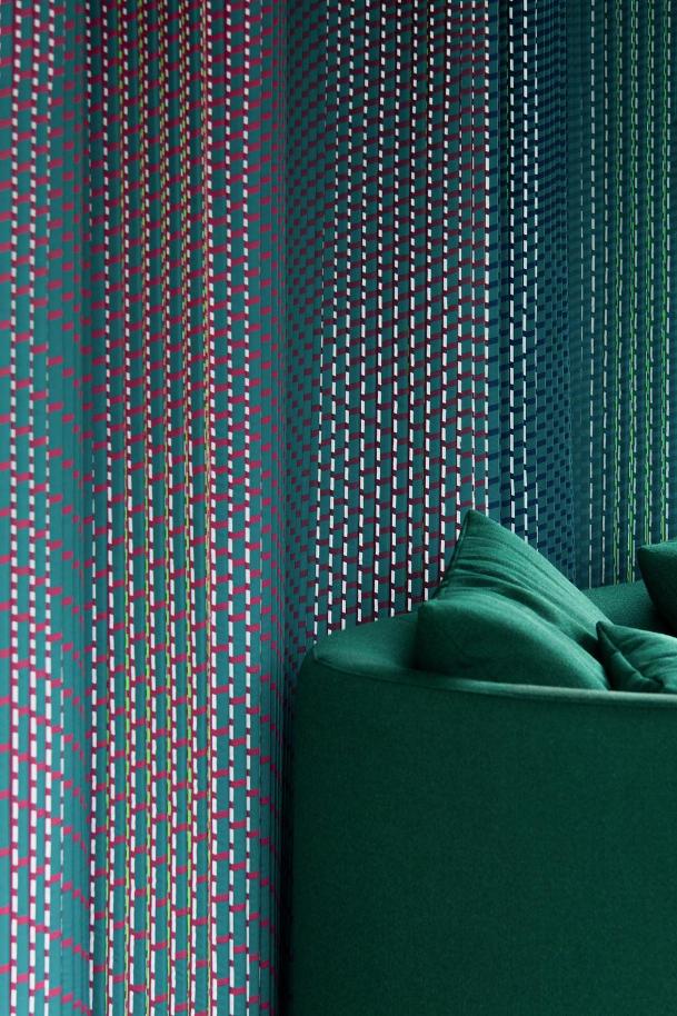 Plissade textile room divider by Luis Marie for acoustic modular interiors -