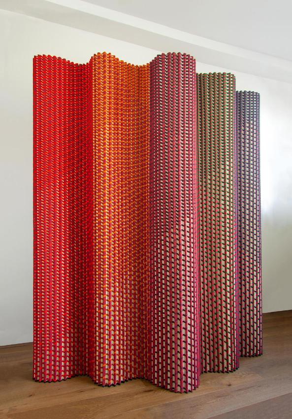Plissade textile room divider by Luis Marie for acoustic modular interiors -