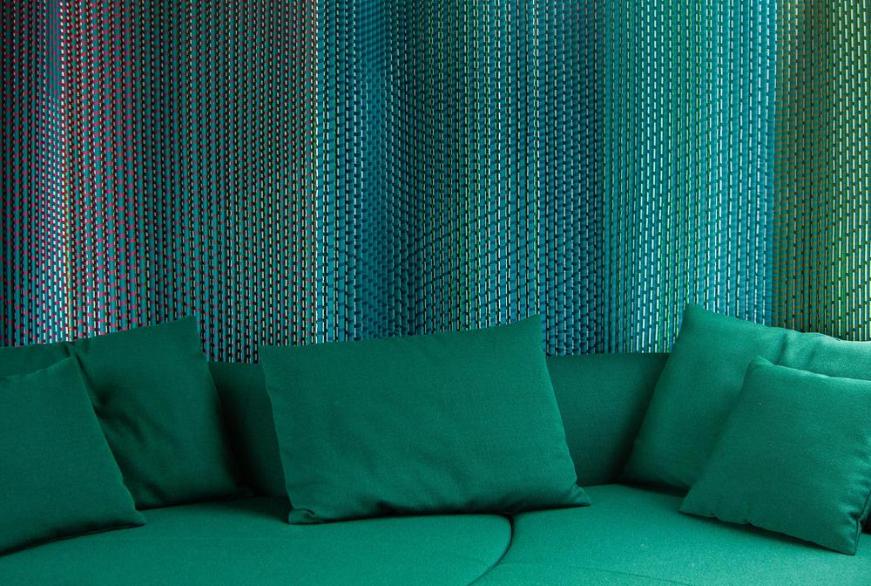 Plissade textile room divider by Luis Marie for acoustic modular interiors -