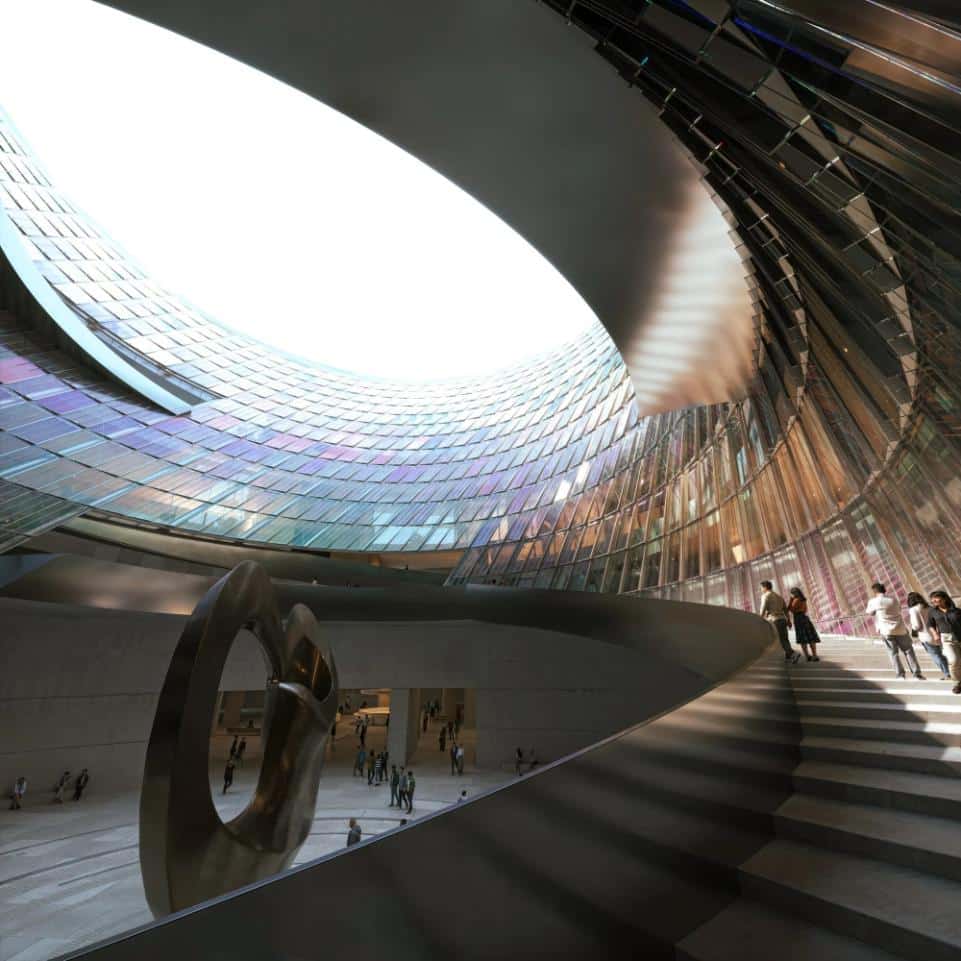 Central atrium with multi-level circulation and natural light