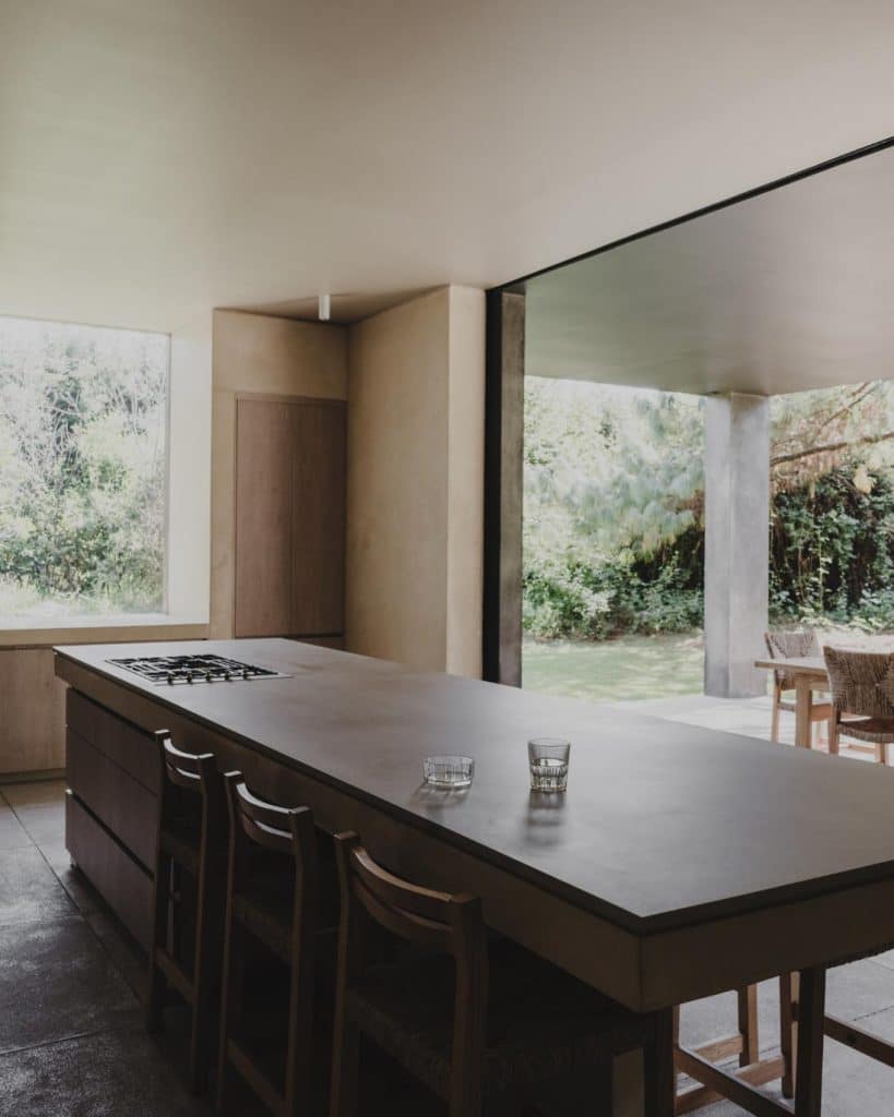 Dining and kitchen spaces connected to outdoor platform