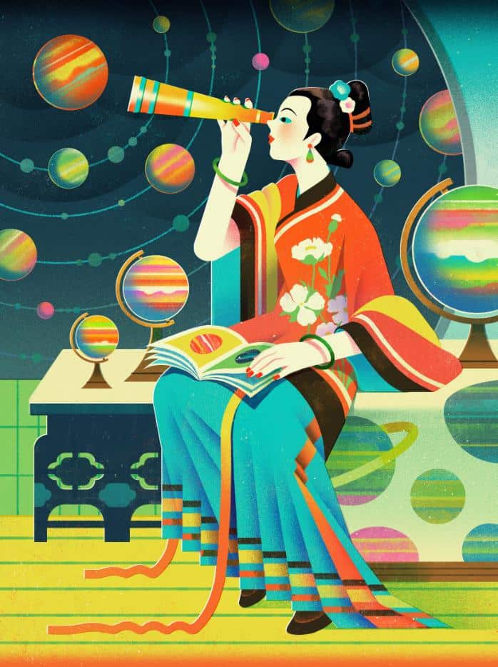 Woman observing the sky