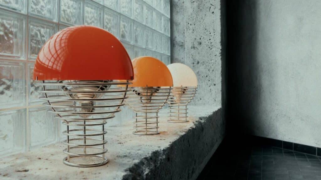 Product set against neutral interior with soft cinematic lighting