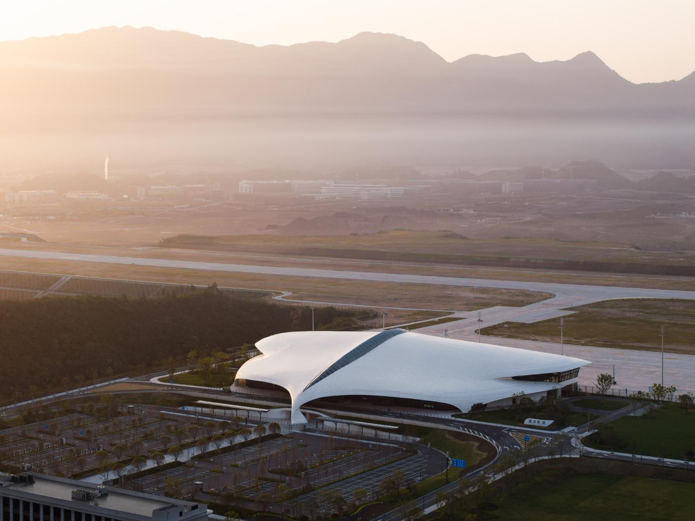 Lishui Airport with mountain integrated terminal design by MAD