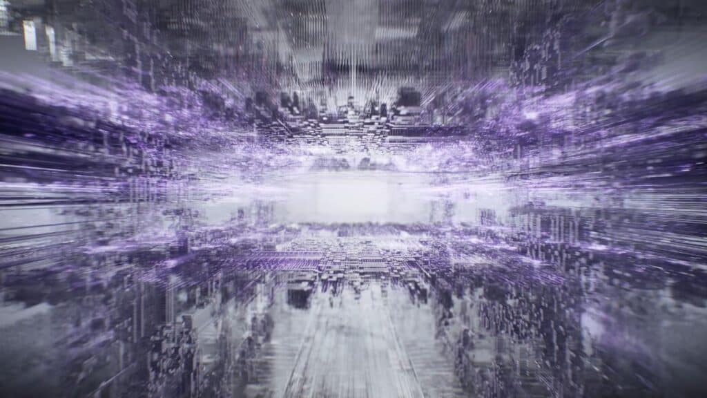 Purple version of handset illuminated by directional studio lighting