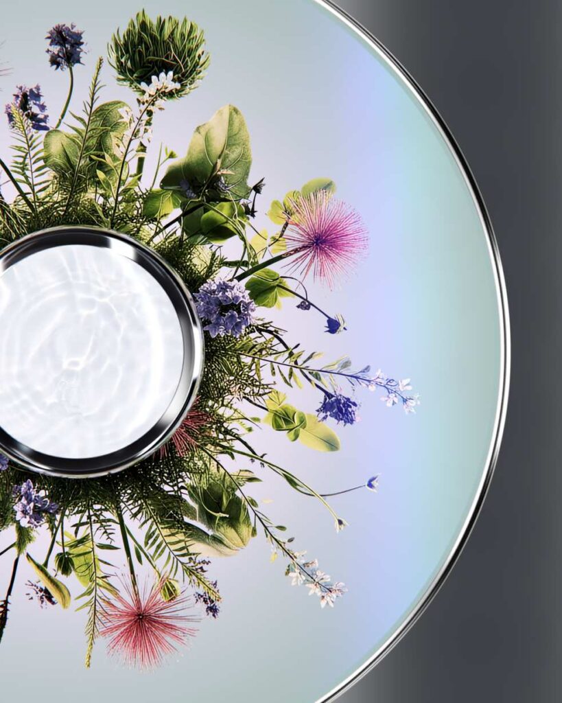 Cognitive Bloom Garden ambient display with digital leaves and buds