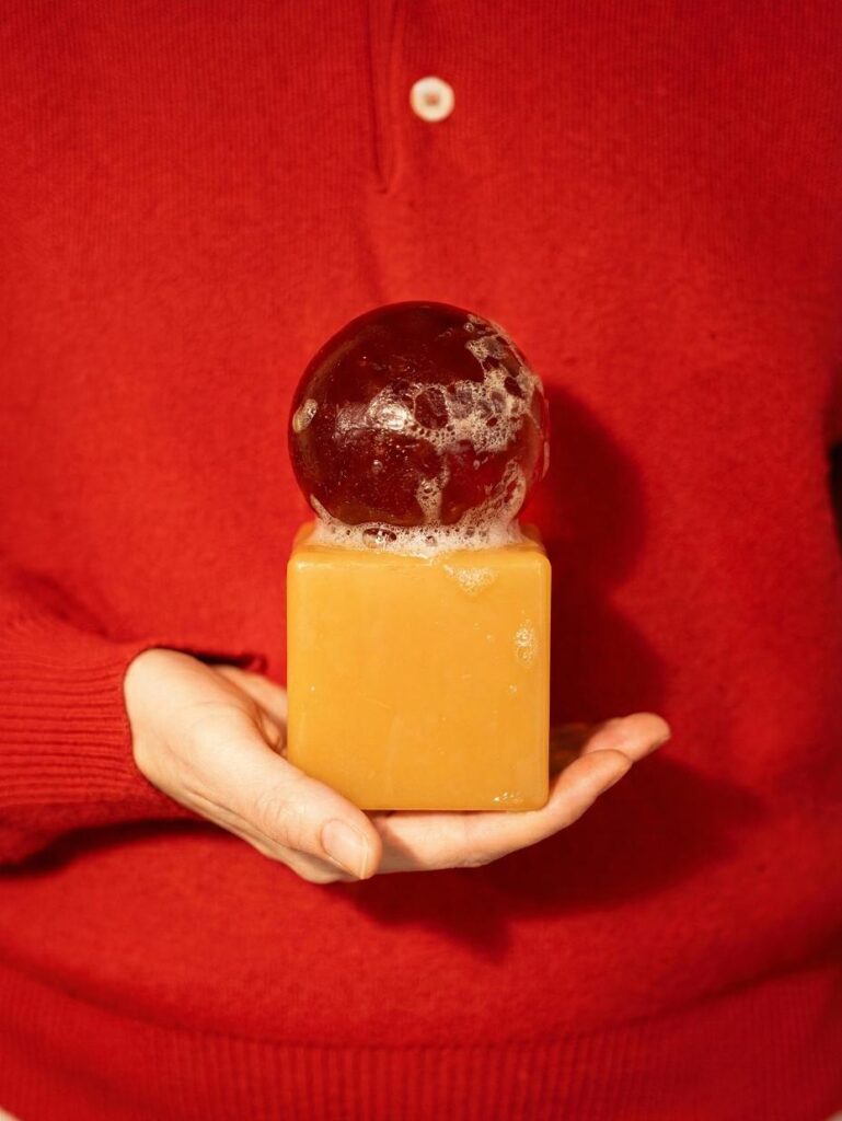 Close up of semi transparent resin soap tray
