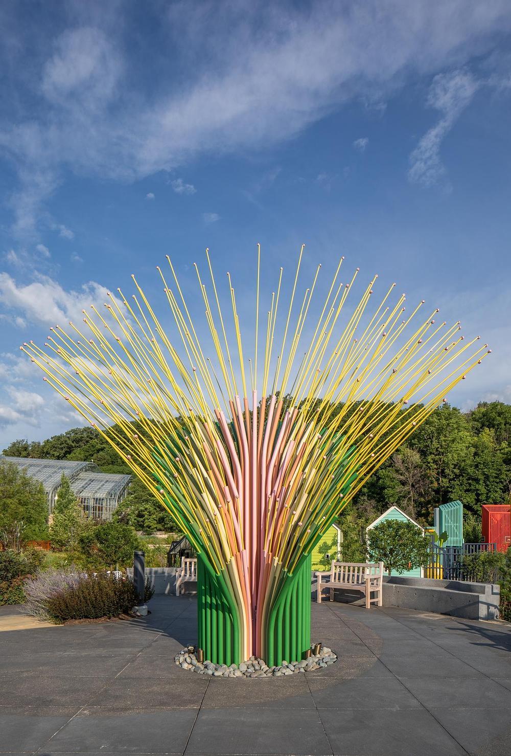 NEON installs Chorus Ventus kinetic installation at Lauritzen Gardens Omaha -