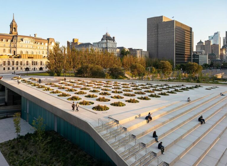 Place des Montréalaises plaza by Lemay honours women in Montreal Place des Montréalaises plaza by Lemay