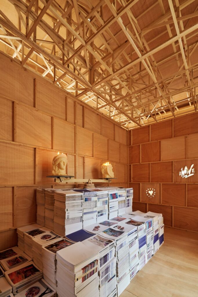 PichiAvo installation at Fallas Valencia combines classical temple and graffiti -
