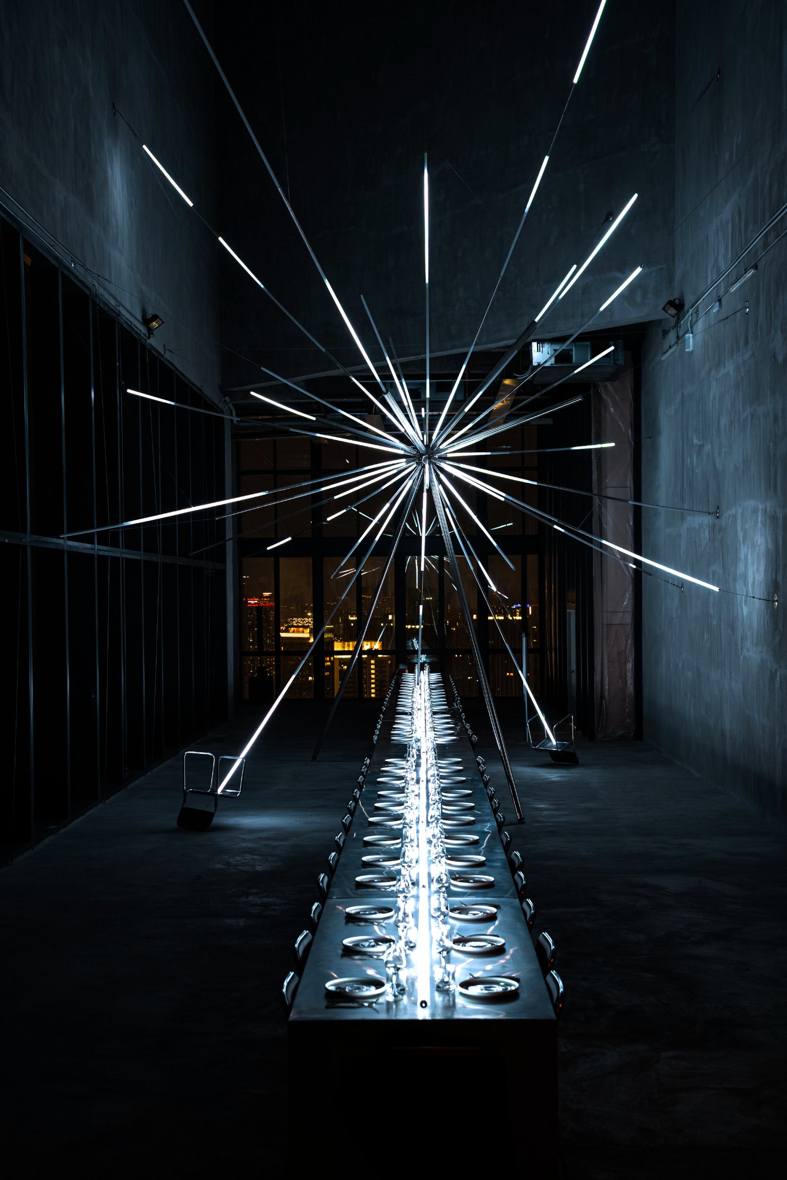 90D dining experience shaped by Jun Ong light installation