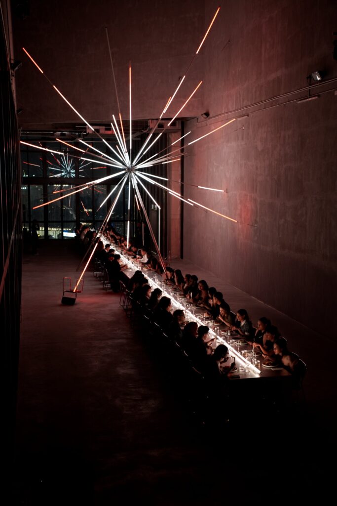 90D dining experience shaped by Jun Ong light installation -