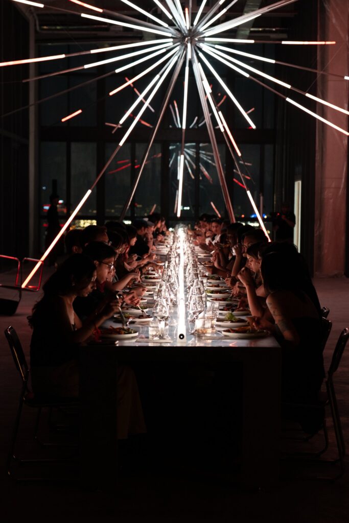 90D dining experience shaped by Jun Ong light installation -