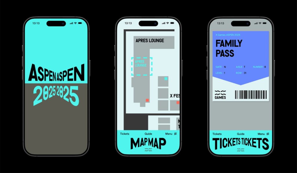 Mobile interface design with dynamic grid and typography