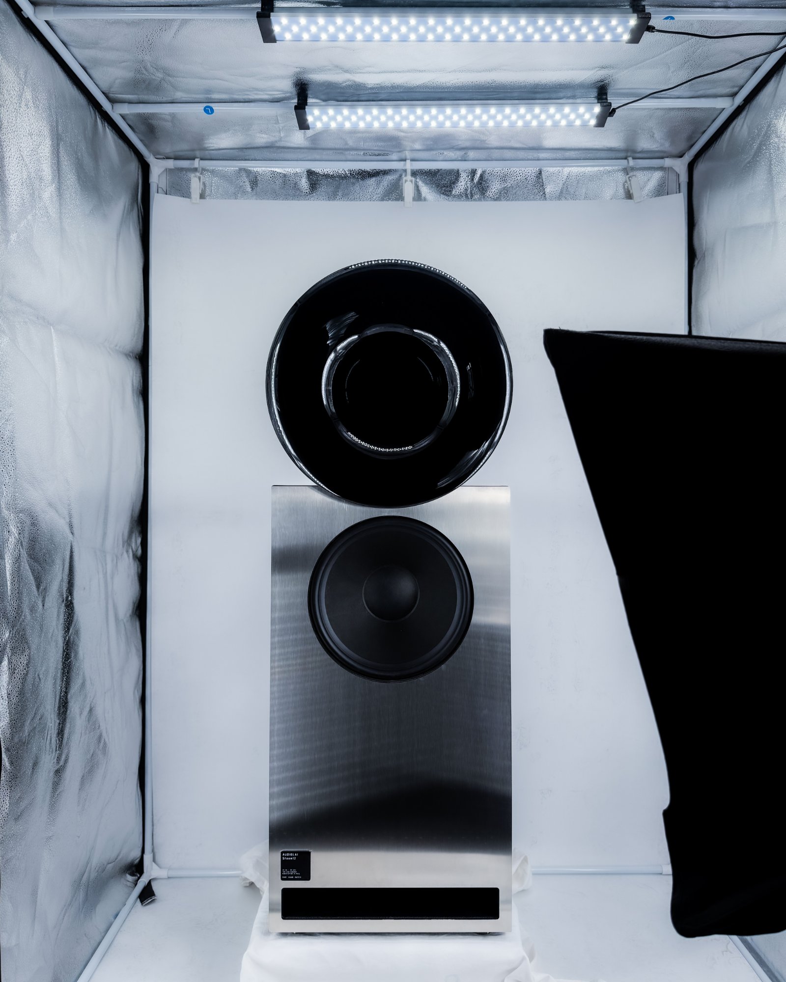 Detail of handcrafted assembly and DSP-controlled acoustic components