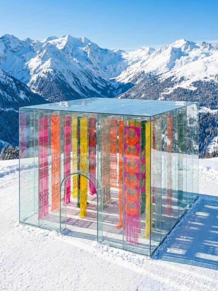Milla Novo reimagines her fiber art installation in the Alps Milla Novo reimages her desert macramé installation in the mountains