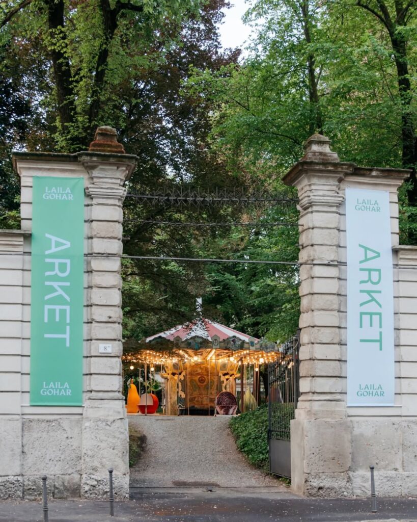 Arket and Laila Gohar transform carousel with oversized food sculptures in Milan -
