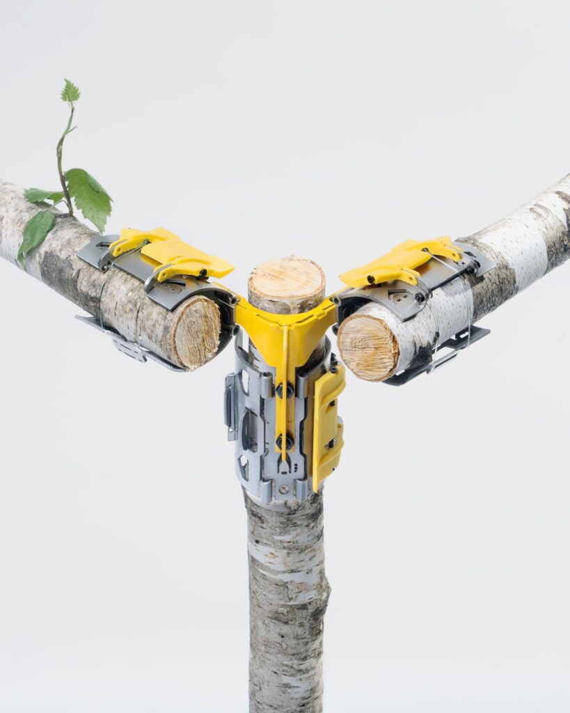 Omnibite self building system transforms raw branches into structure
