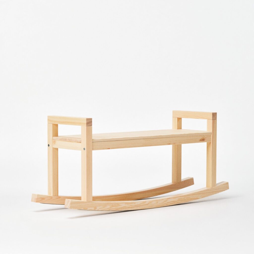 Solid pine rocking bench with curved runners