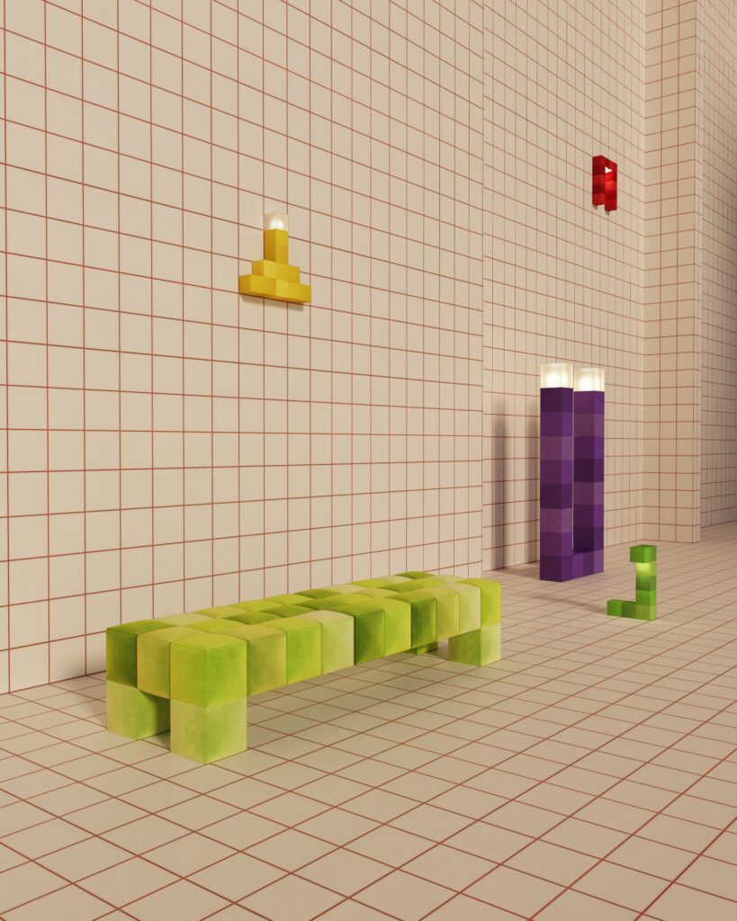 Pixel Theory furniture by Ceren Arslan applies pixel logic to modular objects -