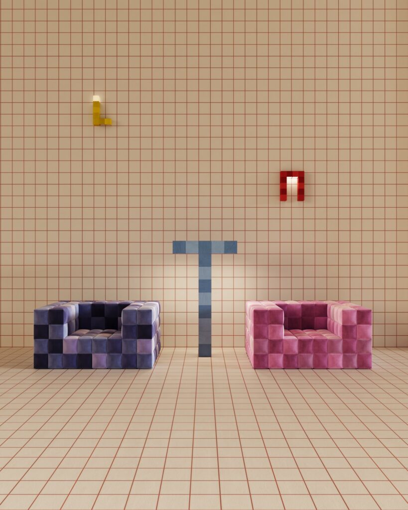 Pixel Theory furniture by Ceren Arslan applies pixel logic to modular objects -