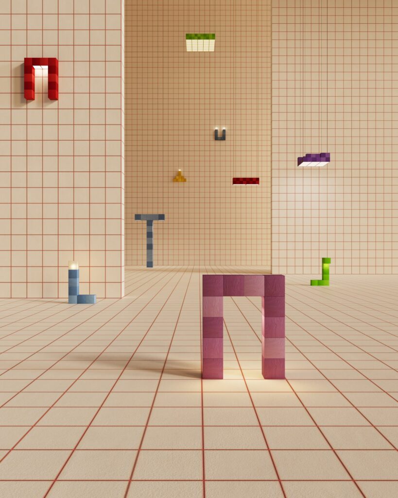 Pixel Theory furniture by Ceren Arslan applies pixel logic to modular objects -