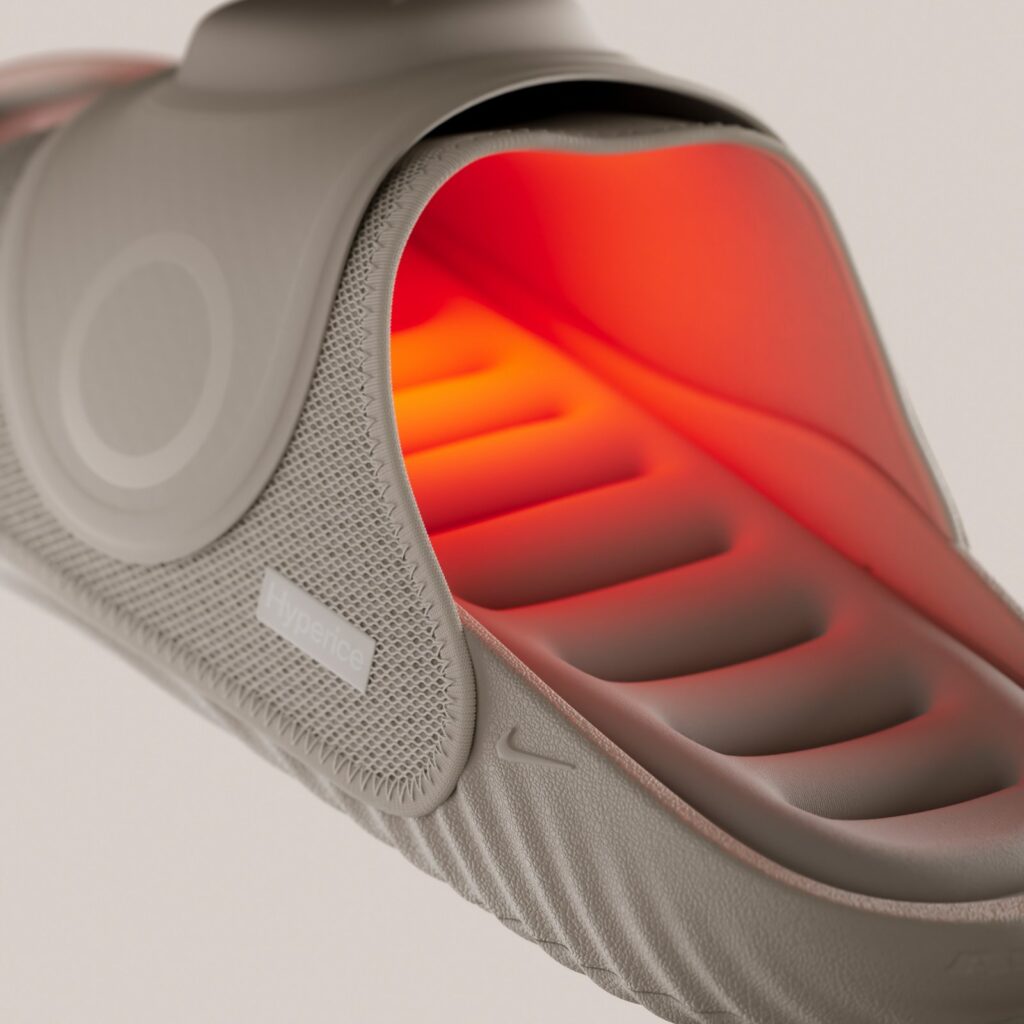 Nike Air Zoom Hyperslide recovery footwear with adjustable strap and Hyperice technology
