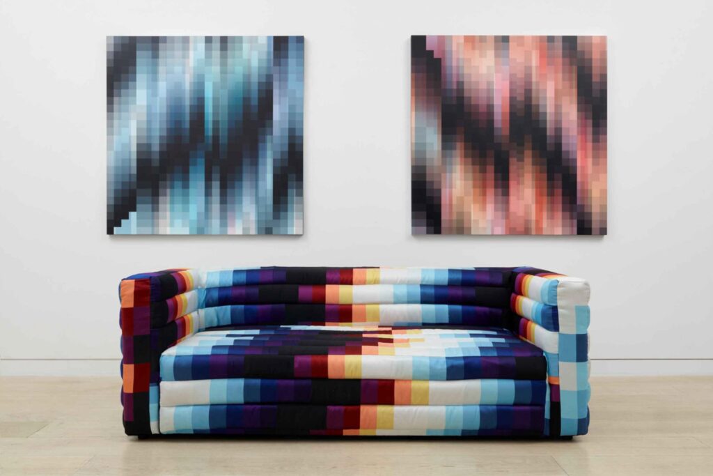 Felipe Pantone and Etai connect kinetic art with furniture design at albertz benda gallery -