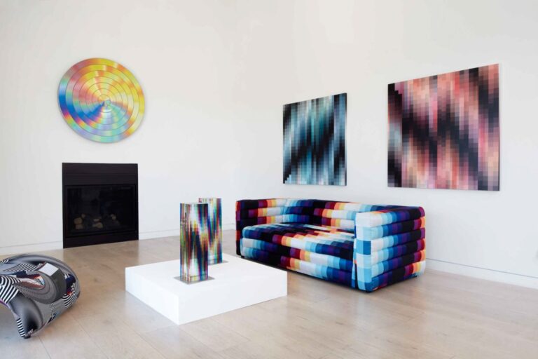 Felipe Pantone and Etai connect kinetic art with furniture design at albertz benda gallery Felipe Pantone and Etai connect kinetic art with furniture design at albertz benda gallery
