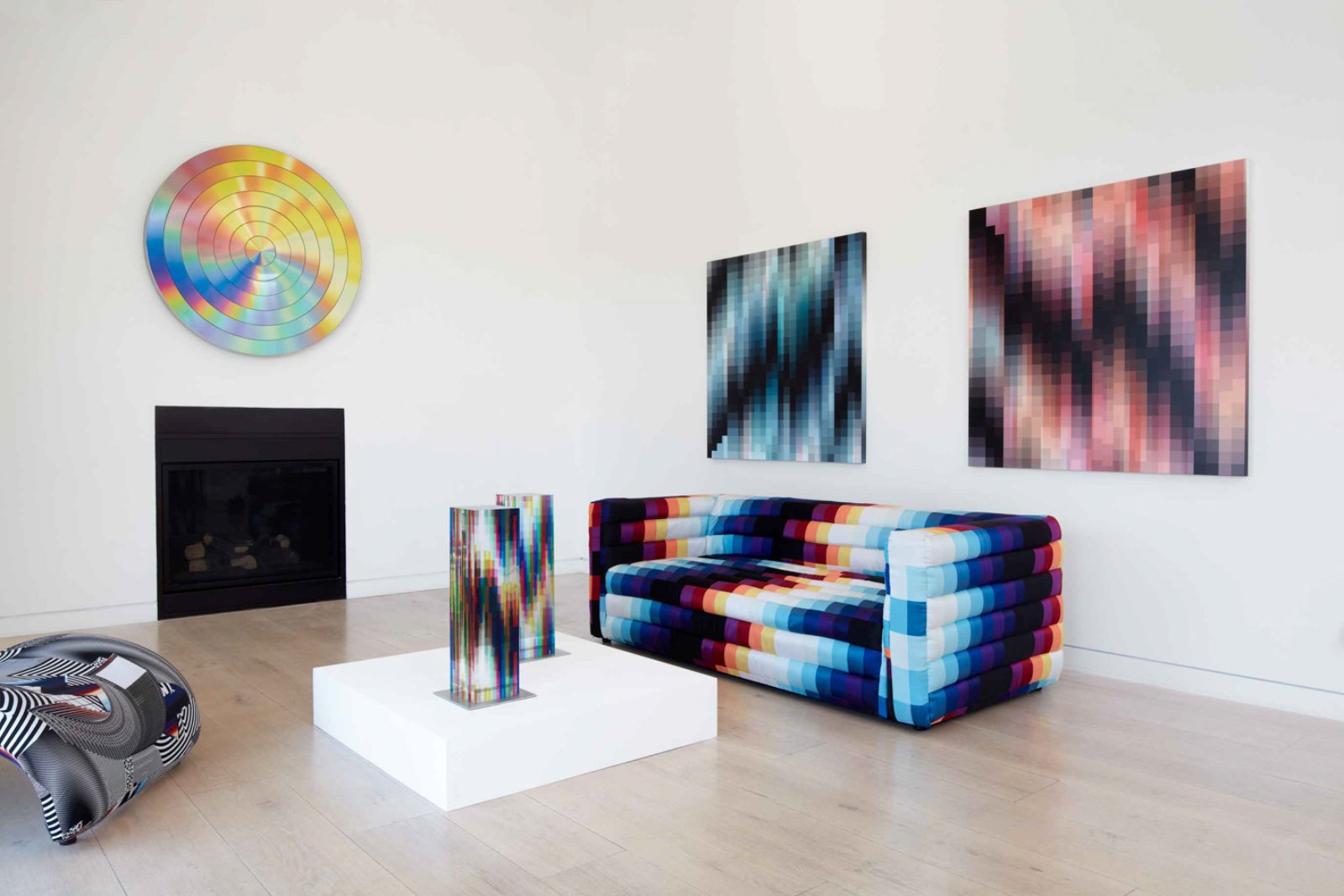 Felipe Pantone and Etai connect kinetic art with furniture design at albertz benda gallery