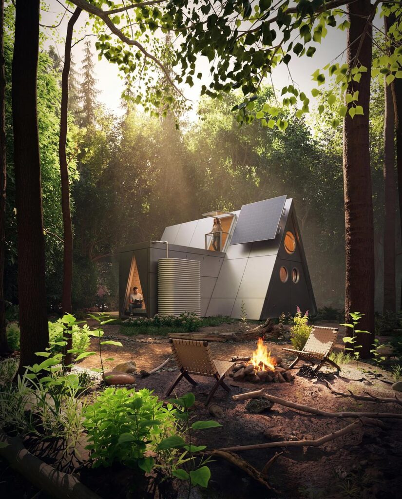 Camping House by Atelier Lune combines foldable architecture and modular micro-housing