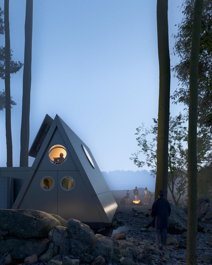 Camping House by Atelier Lune combines foldable architecture and modular micro-housing -
