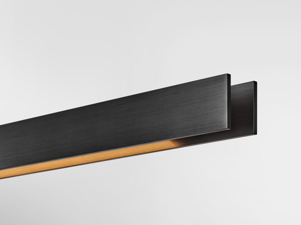 Ross Gardam designs Liminal linear pendant with uplight and downlight -