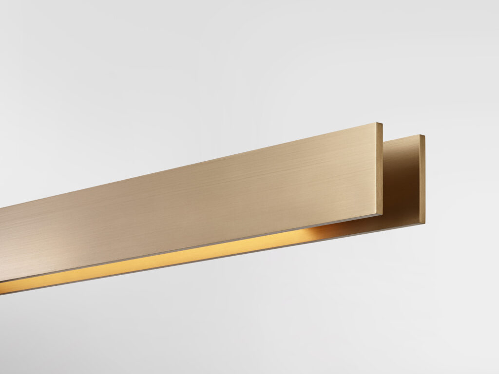 Ross Gardam designs Liminal linear pendant with uplight and downlight -